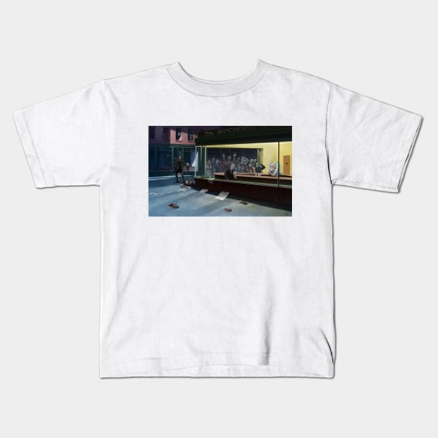 Nighthawks of the Living Dead or Ghoulavarde of Broken Screams Kids T-Shirt by Ostrander